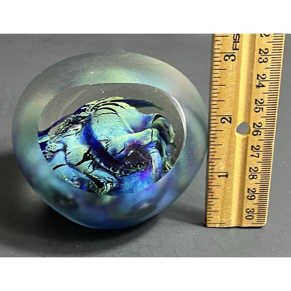 1989 Mark Wells Art Glass Paperweight Vintage - Picture 14 of 15